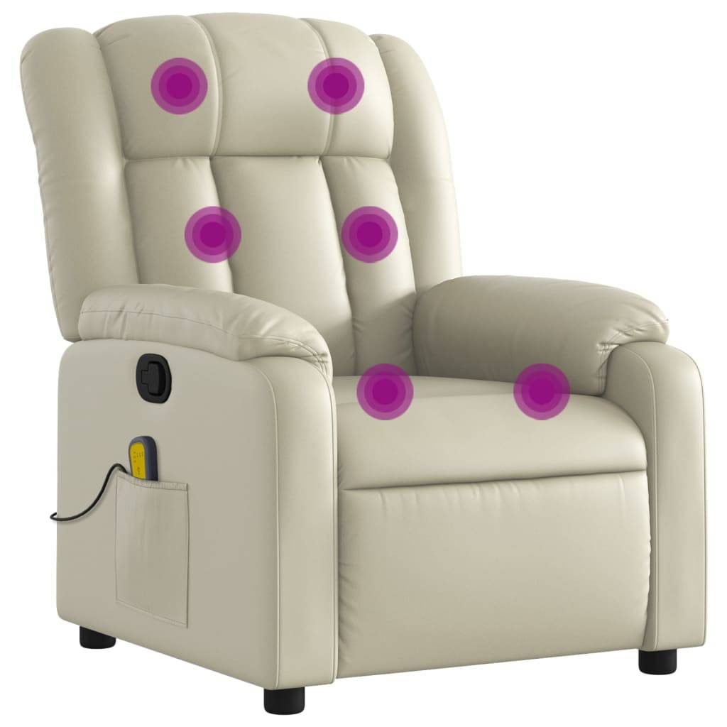 vidaXL Massagesessel mit Relaxfunktion, Kunstleder, Creme