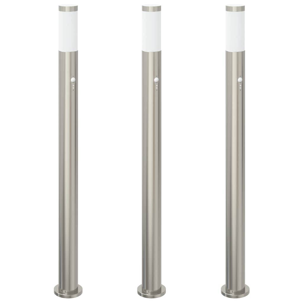 vidaXL Pollerleuchten mit Sensor 3er 110 cm Edelstahl IP44