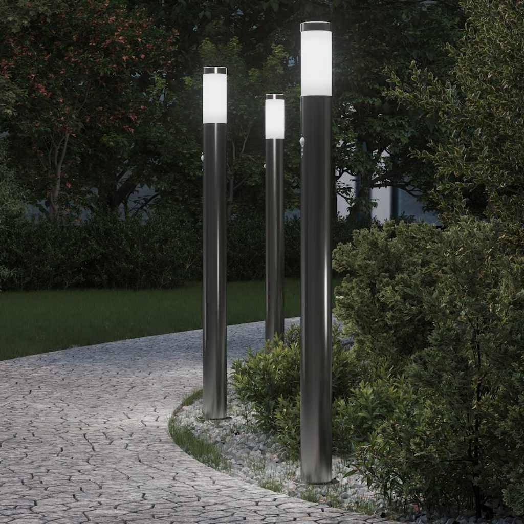 vidaXL Pollerleuchten mit Sensor 3er 110 cm Edelstahl IP44
