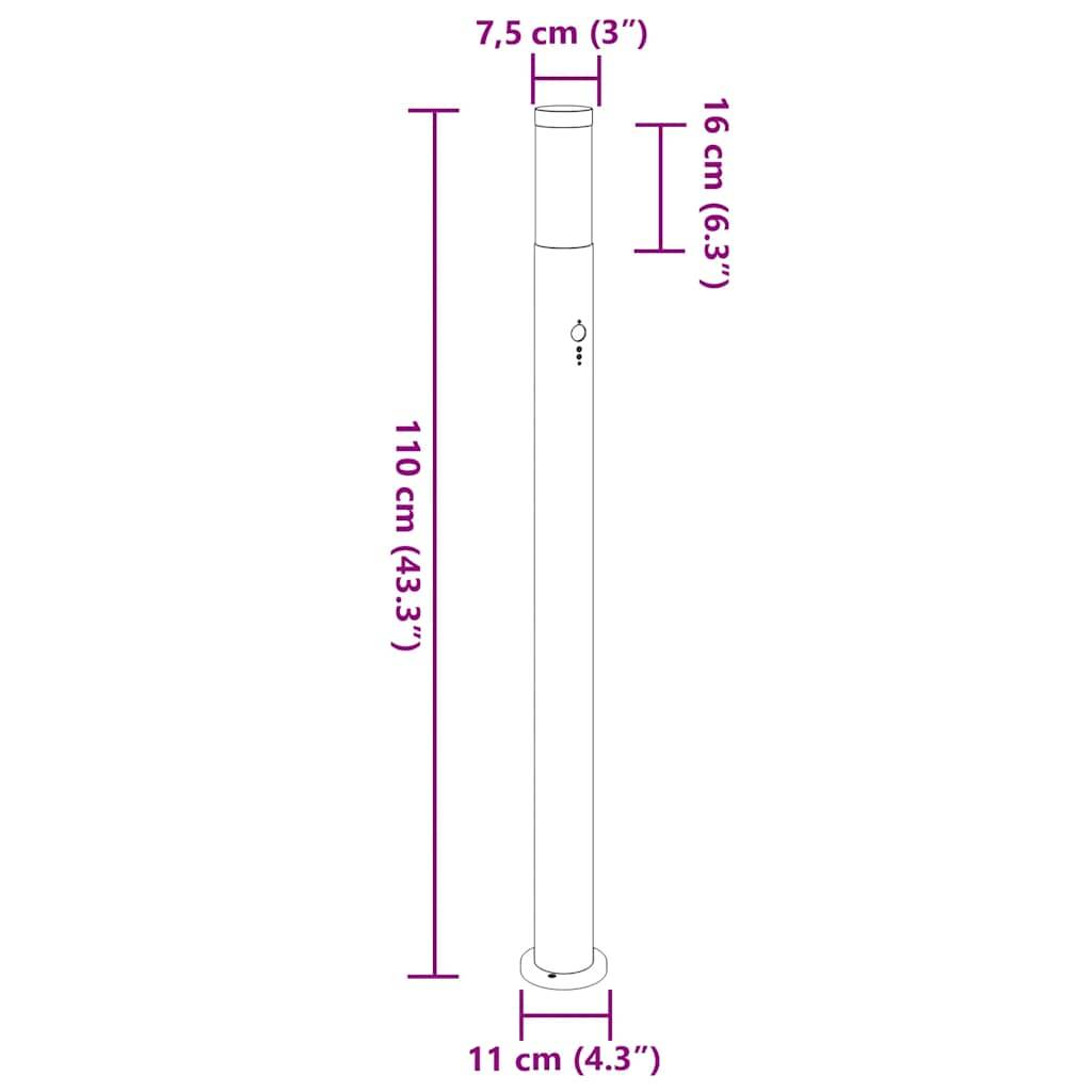 vidaXL Pollerleuchten mit Sensor 3er 110 cm Edelstahl IP44