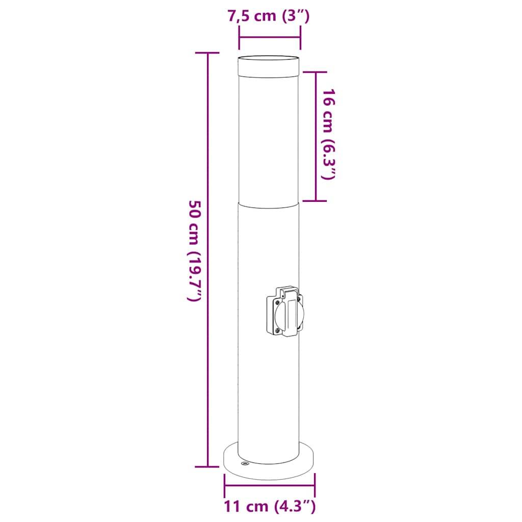 vidaXL Pollerleuchten mit Auslass 3er 50 cm Edelstahl IP44