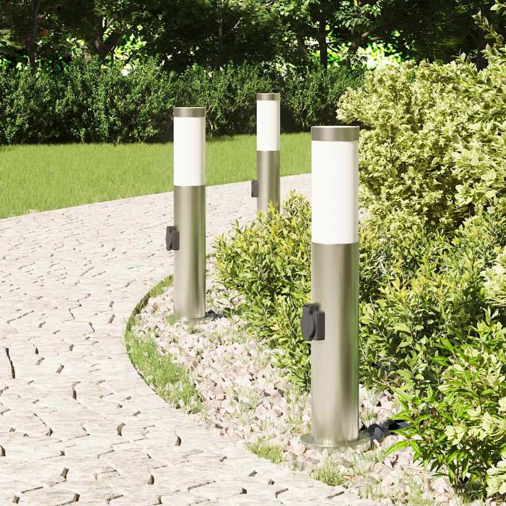 vidaXL Pollerleuchten mit Auslass 3er 50 cm Edelstahl IP44