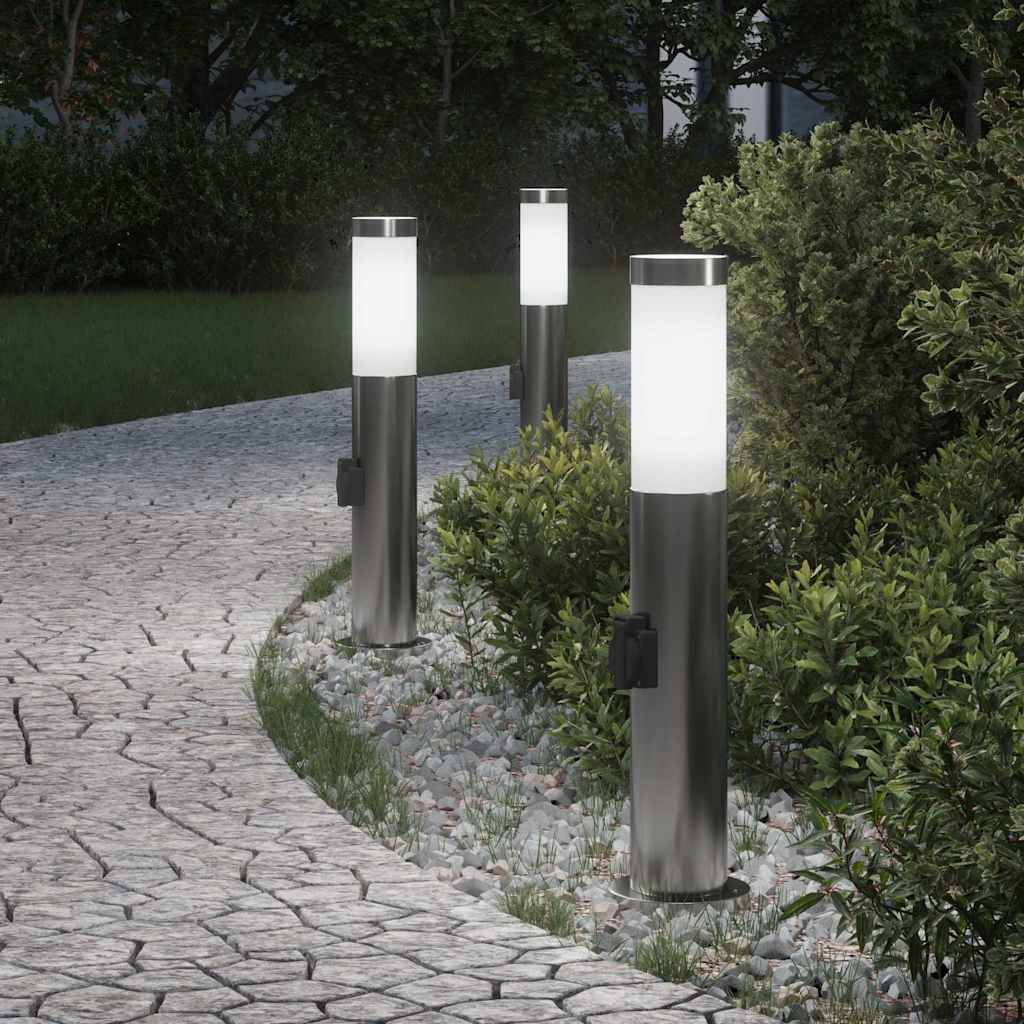 vidaXL Pollerleuchten mit Auslass 3er 50 cm Edelstahl IP44
