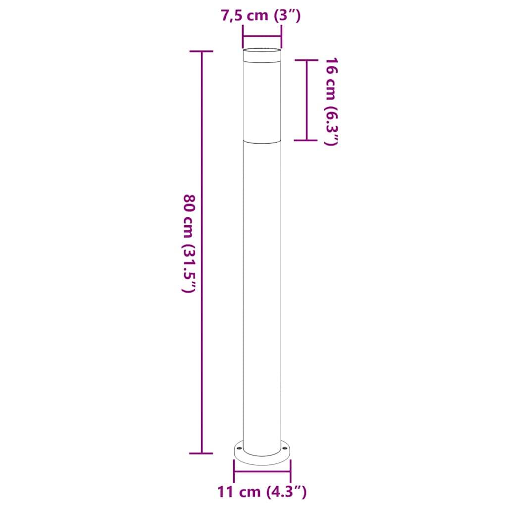 vidaXL Pollerleuchten 3er 80 cm Edelstahl IP44