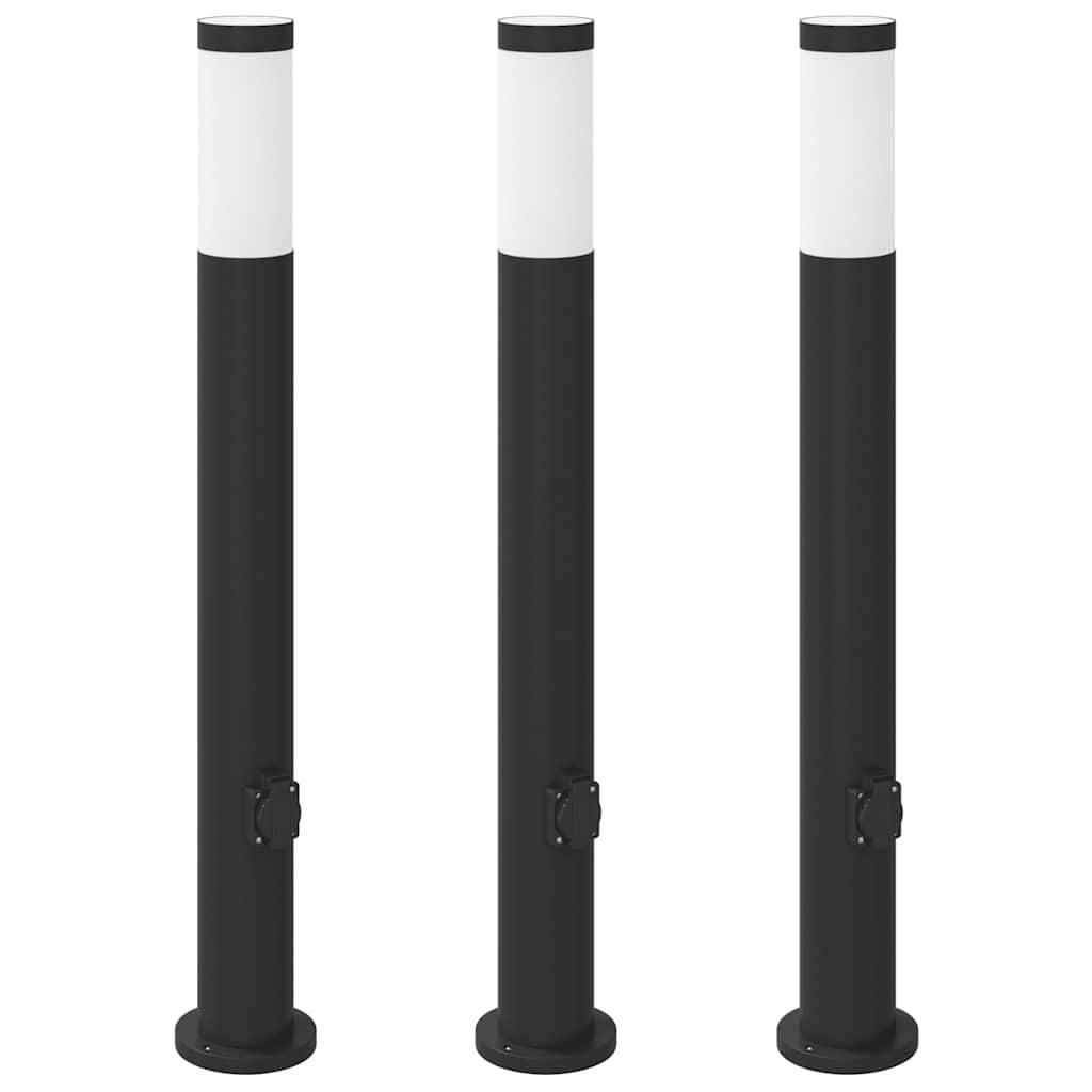 vidaXL Pollerleuchten mit Auslass 3er 80 cm Edelstahl IP44