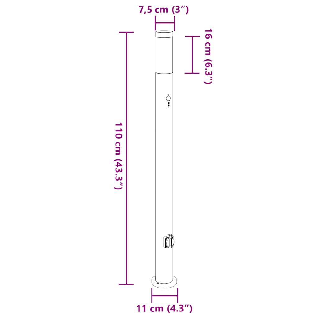 vidaXL Pollerleuchte mit Sensor und Steckdose 110 cm Edelstahl IP44