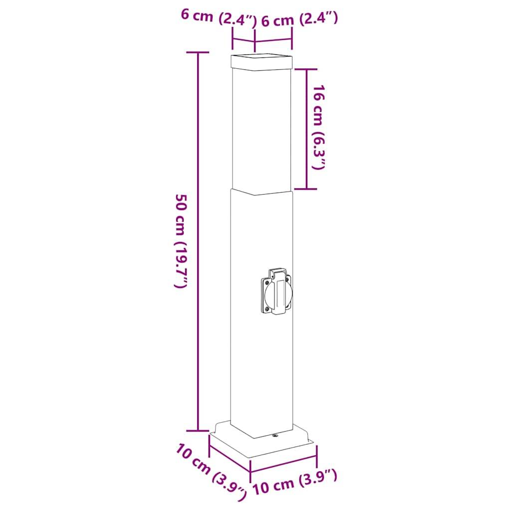 vidaXL Pollerleuchte mit Auslass 50 cm Edelstahl IP44