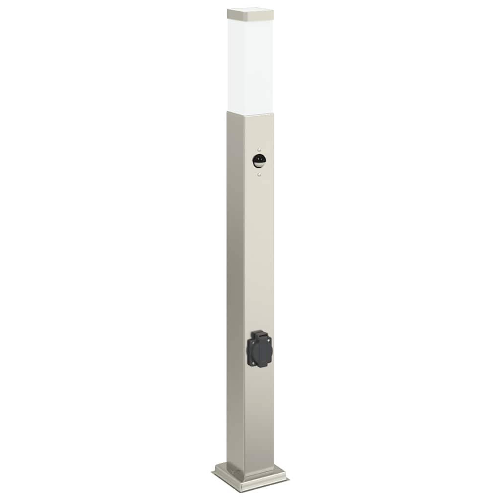 vidaXL Pollerleuchte mit Sensor&Steckdose 80 cm Edelstahl IP44