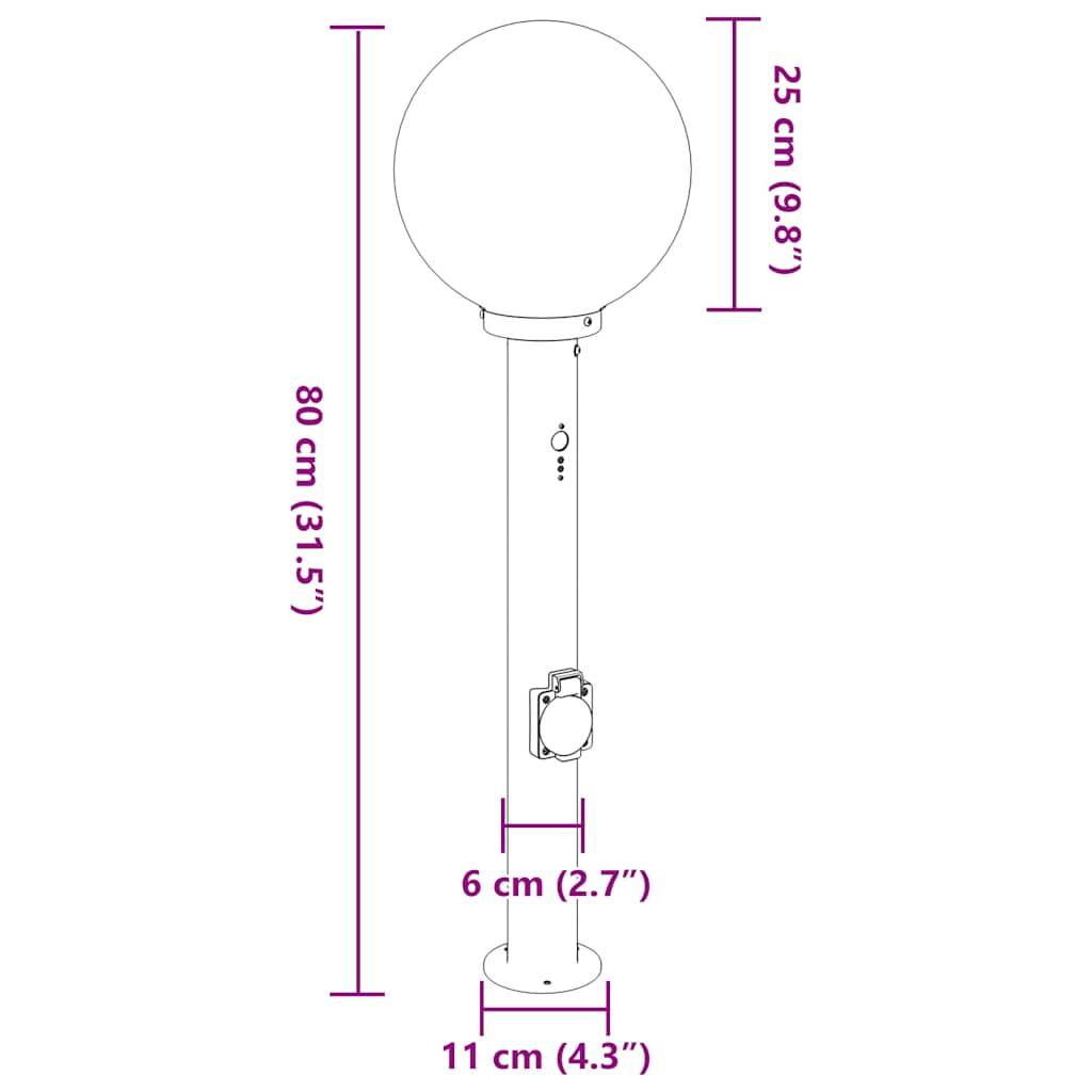 vidaXL Pollerleuchten mit Sensor&Steckdose 3 Stk. 80 cm Edelstahl IP44
