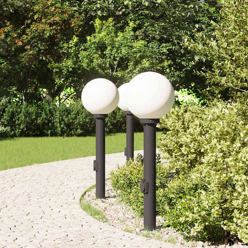 vidaXL Pollerleuchten mit Steckdose 3 Stk. 80 cm Schwarz IP44