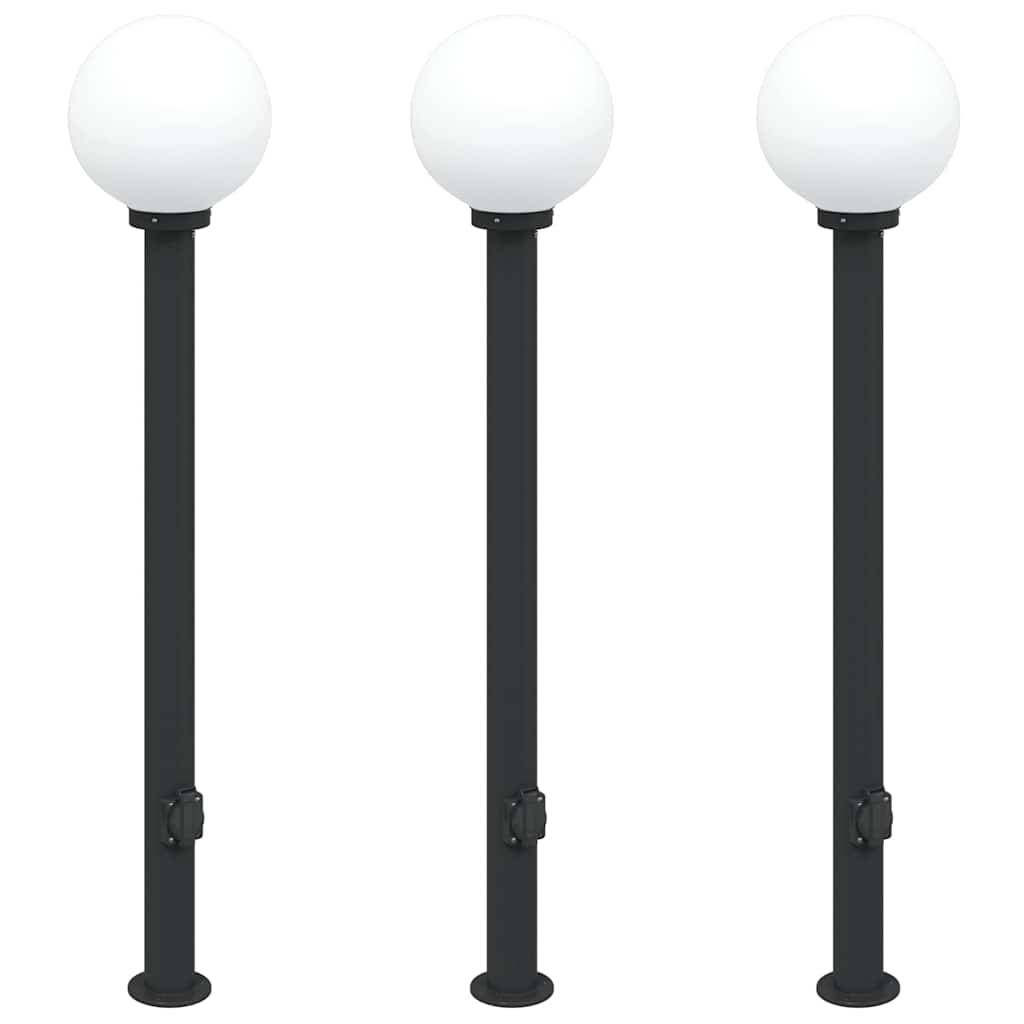 vidaXL Pollerleuchten mit Steckdose 3 Stk. 120 cm Schwarz IP44