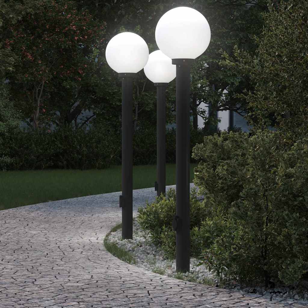 vidaXL Pollerleuchten mit Steckdose 3 Stk. 120 cm Schwarz IP44