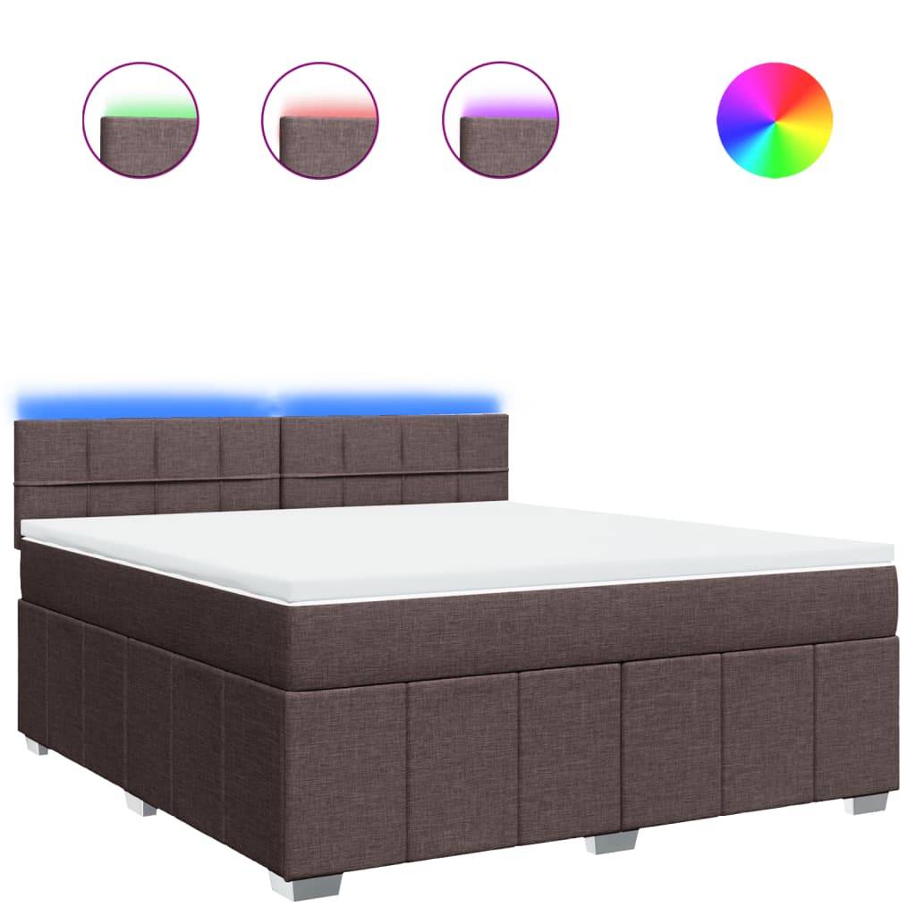 vidaXL Boxspringbett mit Matratze Dunkelbraun 180x200 cm Stoff