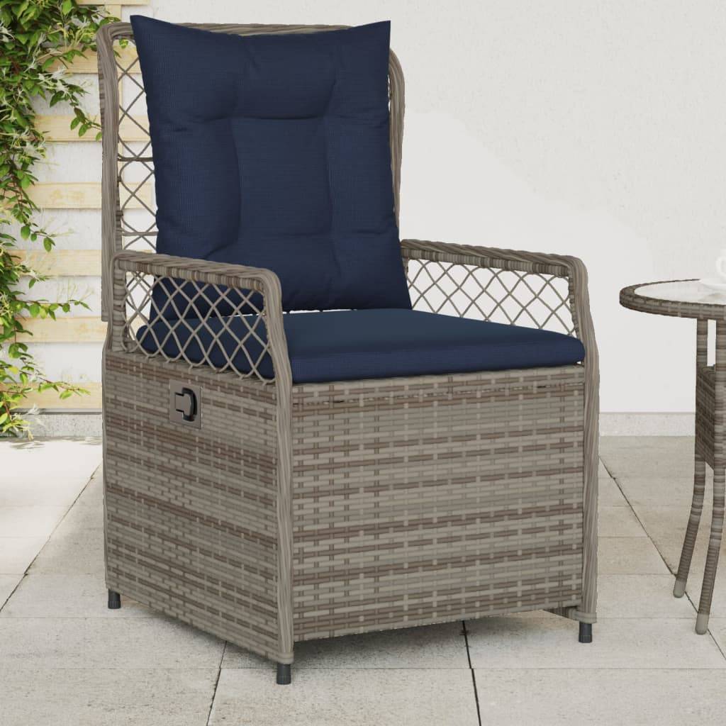 vidaXL Liegende Gartenstühle 2 Stk. Grau Poly Rattan