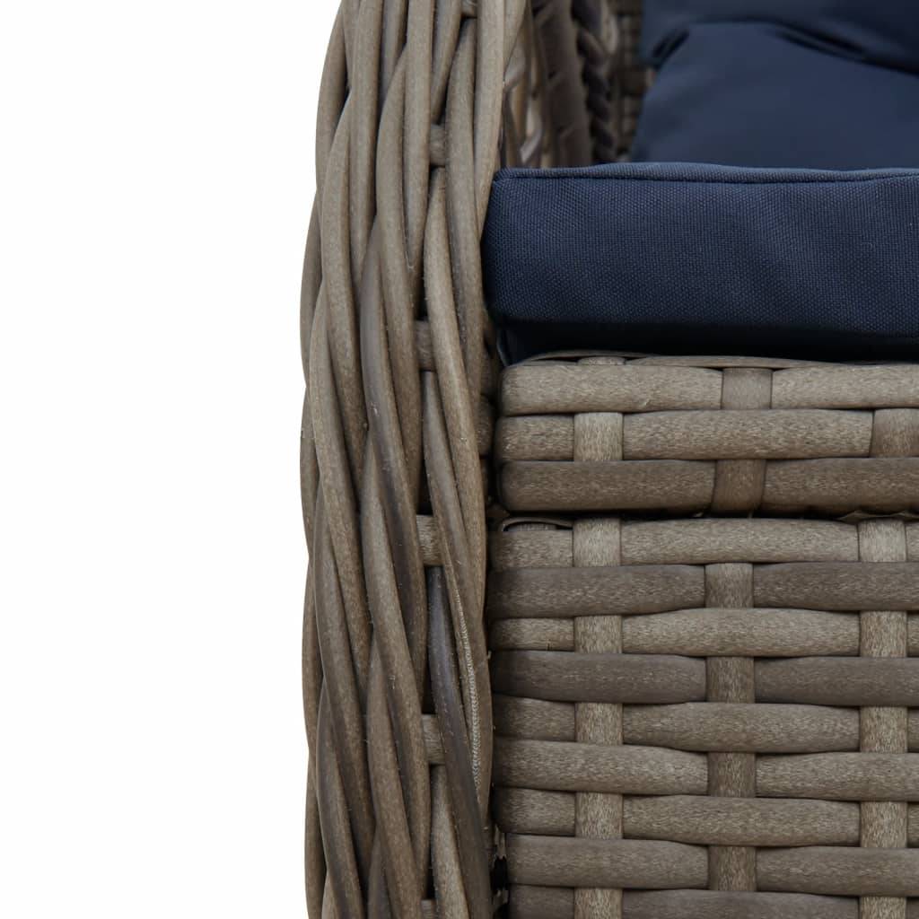 vidaXL Liegende Gartenstühle 2 Stk. Grau Poly Rattan