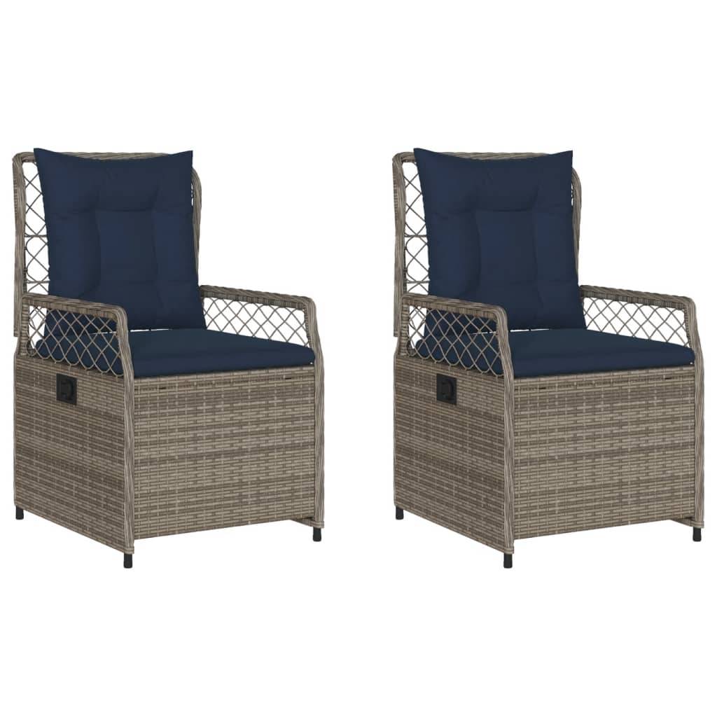 vidaXL Liegende Gartenstühle 2 Stk. Grau Poly Rattan
