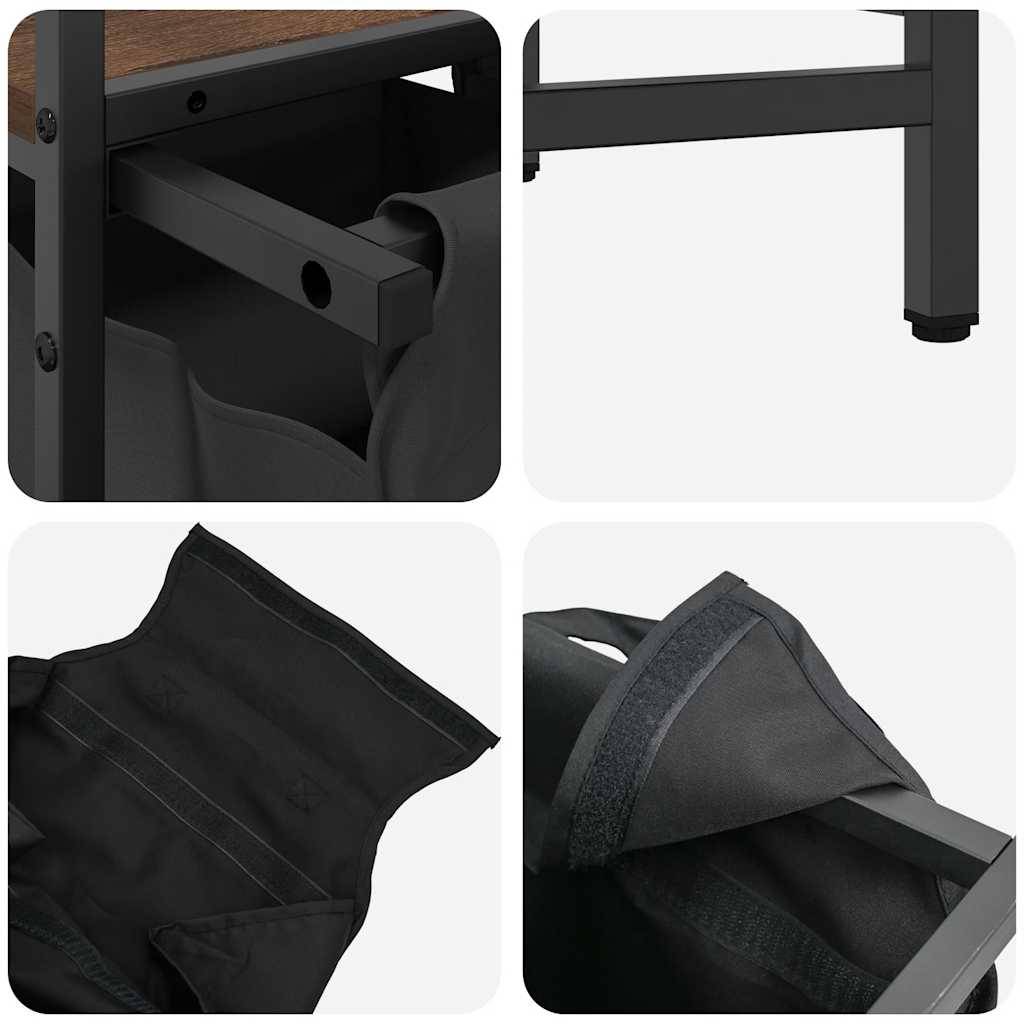 vidaXL Wäschekorb 2 Fächer mit Ablagen Braune Eiche