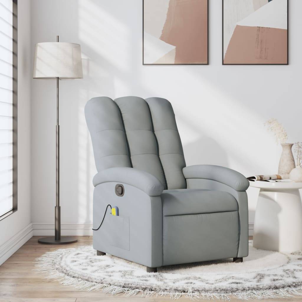 vidaXL Massage-Relaxsessel, hellgrauer Stoff
