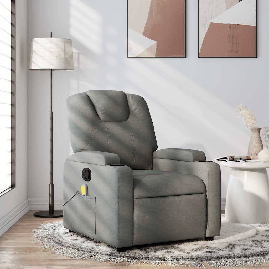 vidaXL Massage-Relaxsessel, Stoff, Dunkelgrau