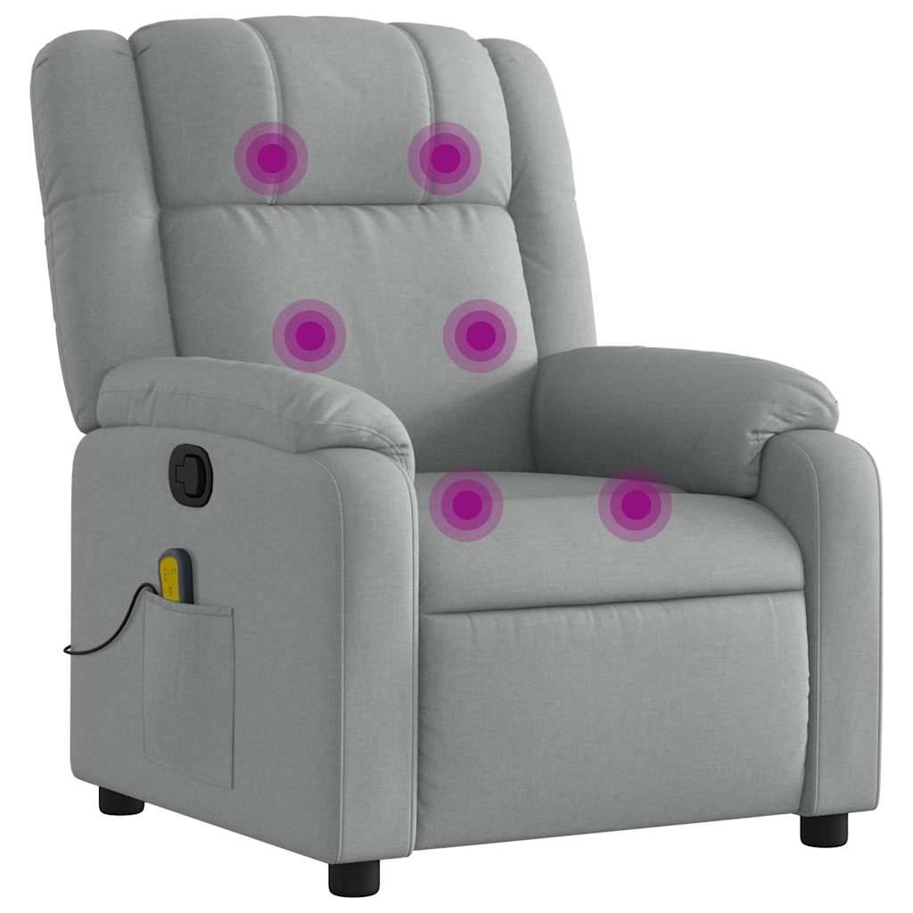 vidaXL Massage-Relaxsessel, hellgrauer Stoff