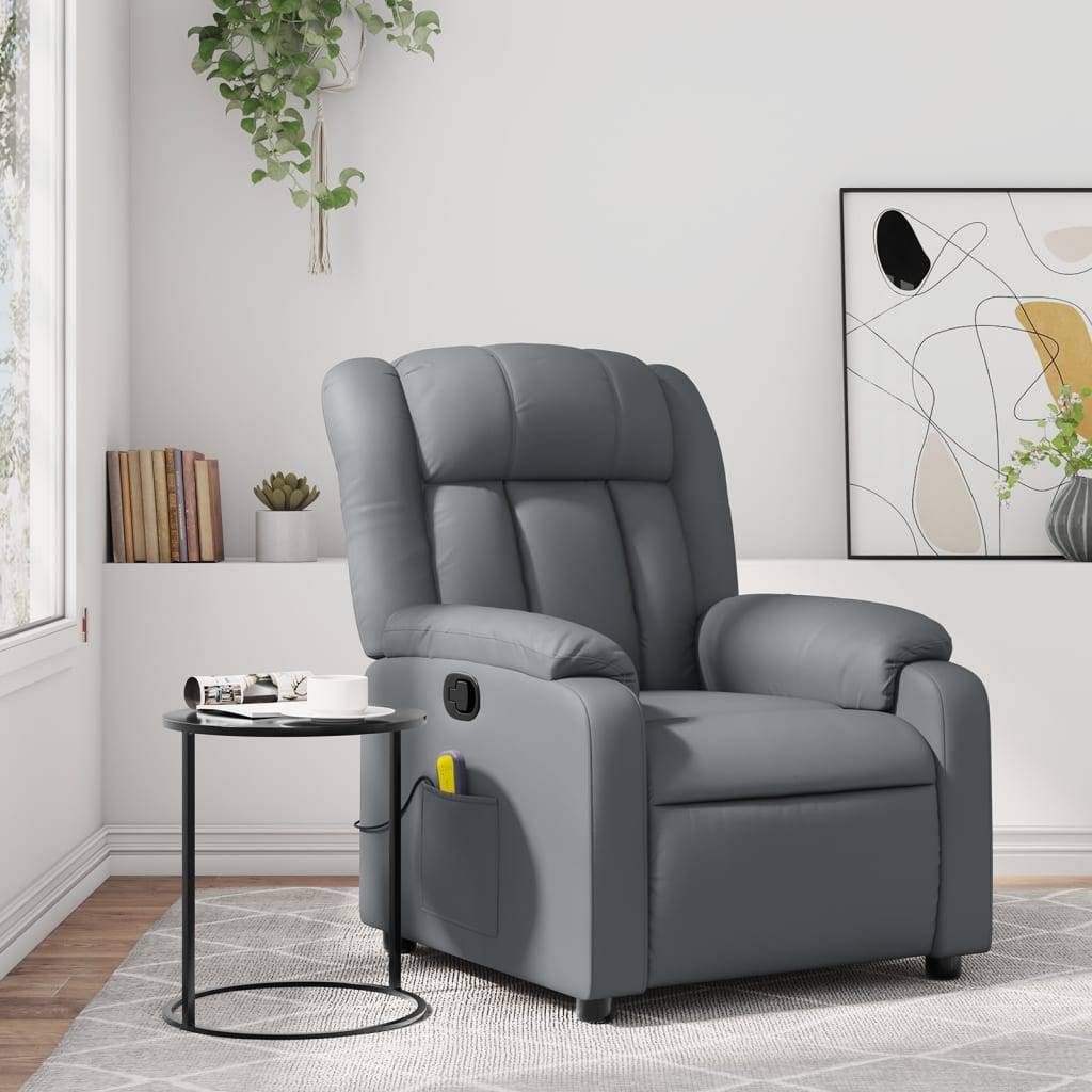 vidaXL Massagesessel Relaxsessel Grau Kunstleder