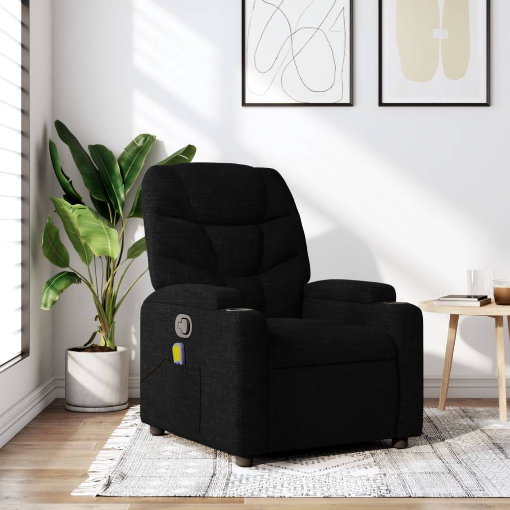 vidaXL Massage-Relaxsessel, schwarzer Stoff