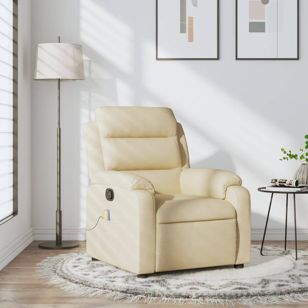 vidaXL Massage-Relaxsessel, cremefarbener Stoff