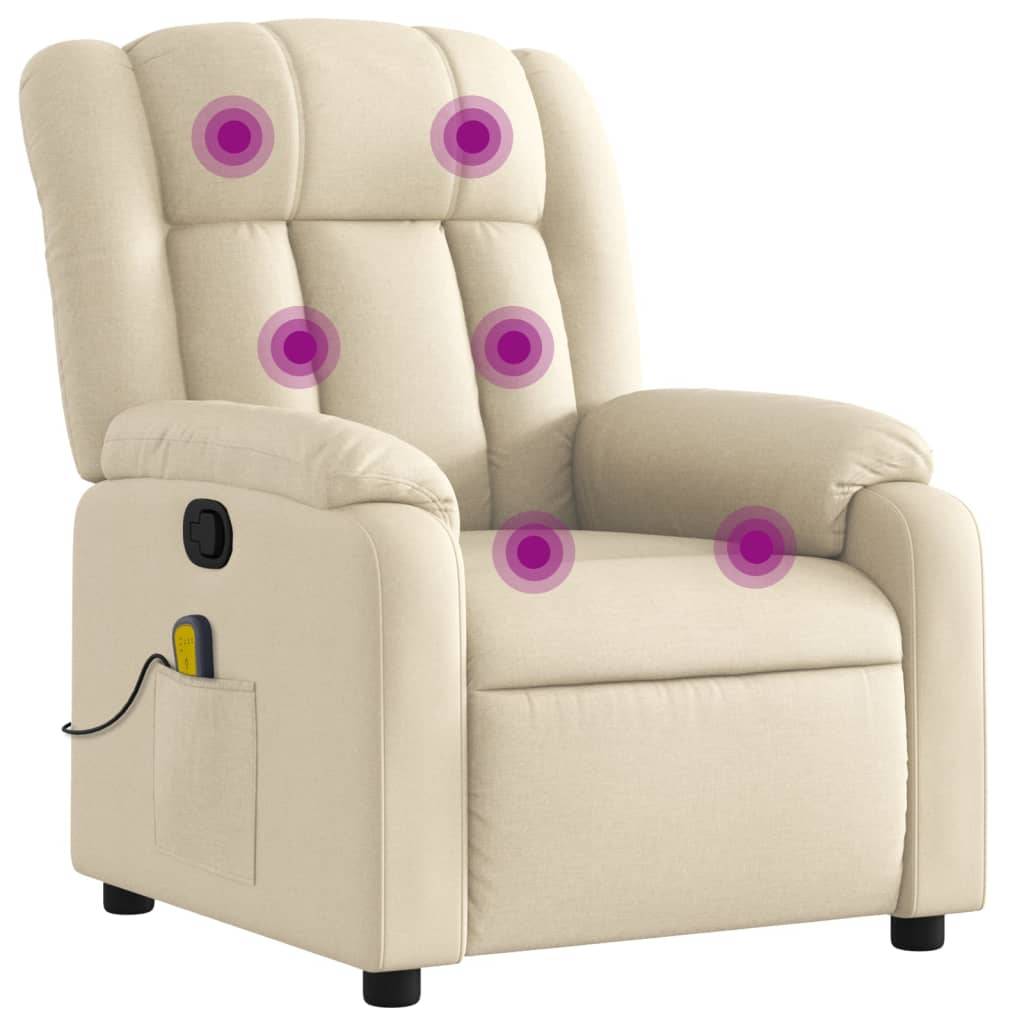 vidaXL Massage-Relaxsessel, cremefarbener Stoff