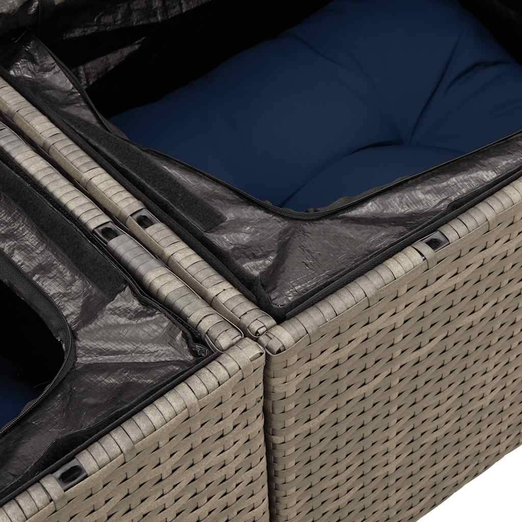 vidaXL 8-teiliges Gartensofa-Set mit Kissen, grau, Polyrattan