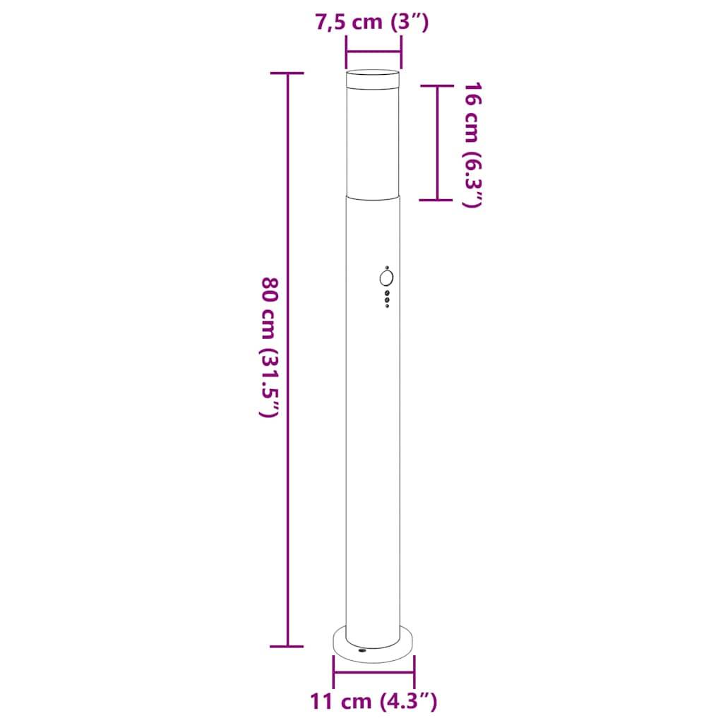 vidaXL Pollerleuchte mit Sensor 80 cm Edelstahl IP44