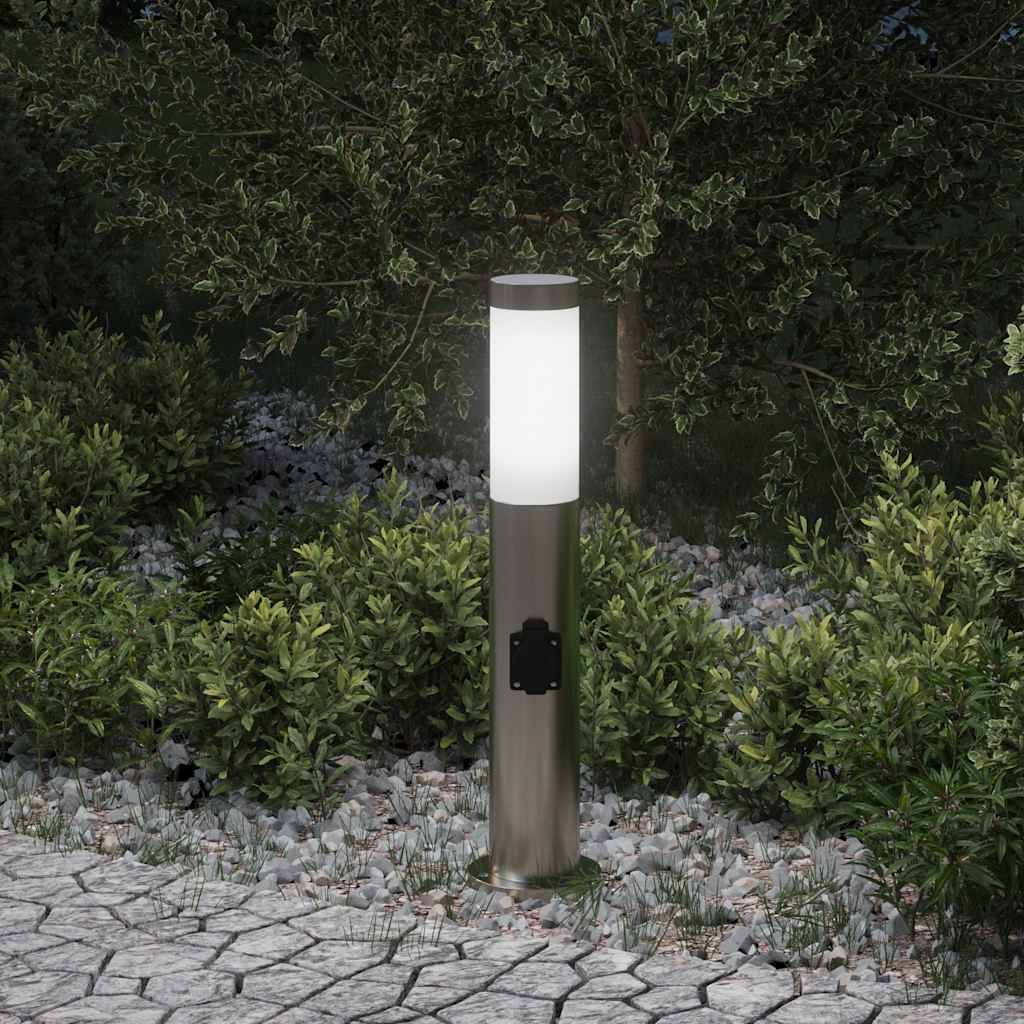 vidaXL Pollerleuchte mit Auslass 50 cm Edelstahl IP44