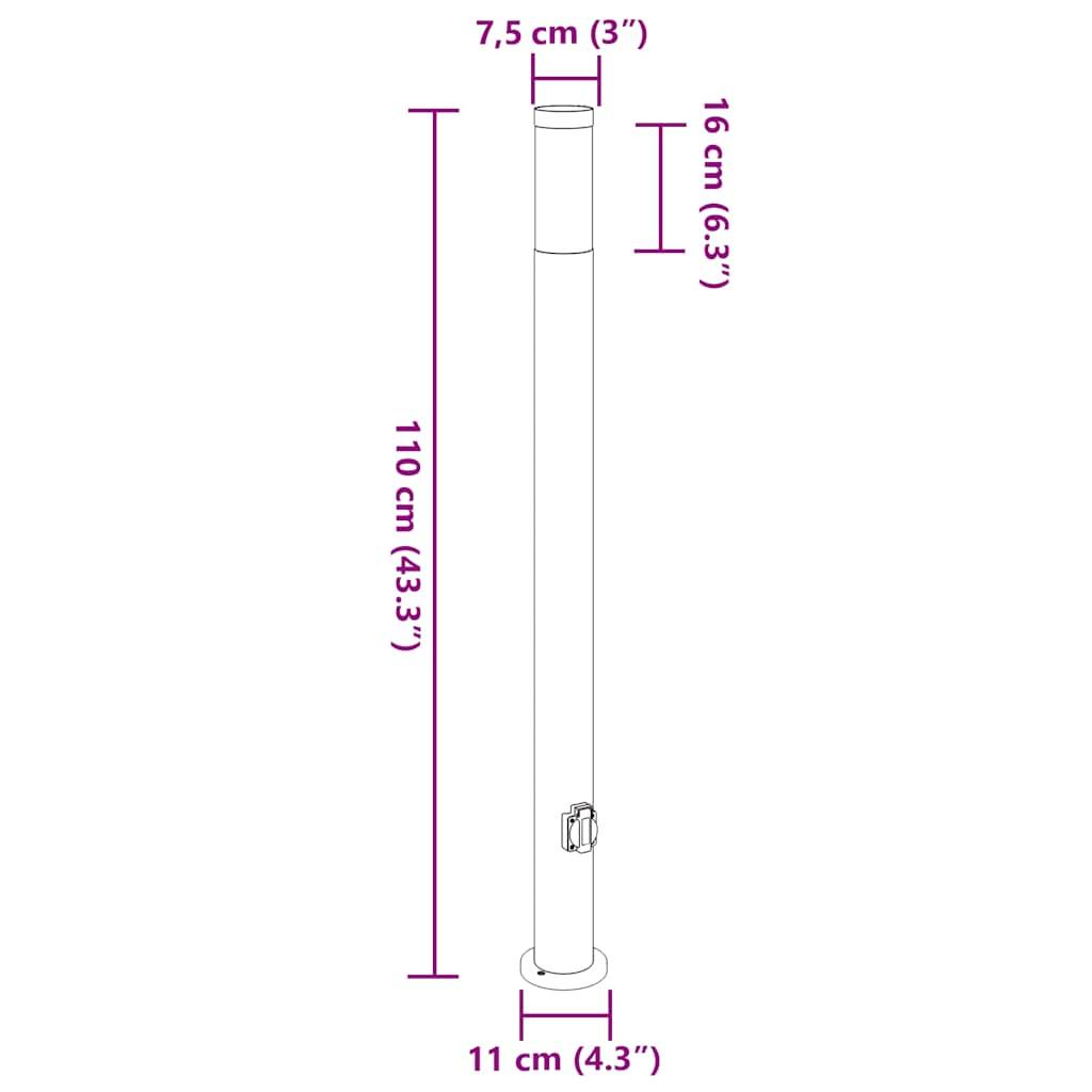 vidaXL Pollerleuchte mit Auslass 110 cm Edelstahl IP44