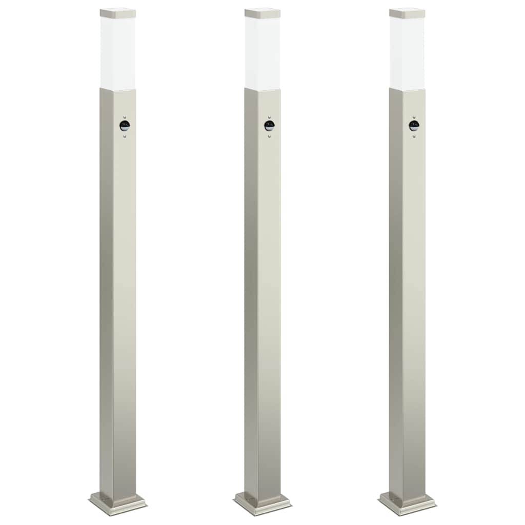 vidaXL Pollerleuchten mit Sensor 3 Stk. 110 cm Edelstahl IP44