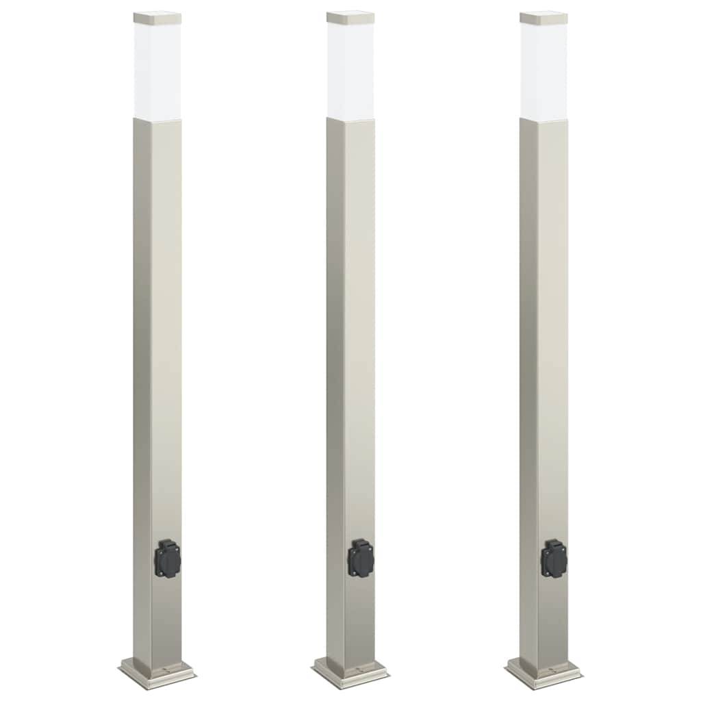 vidaXL Pollerleuchten mit Auslass 3 Stk. 110 cm Edelstahl IP44