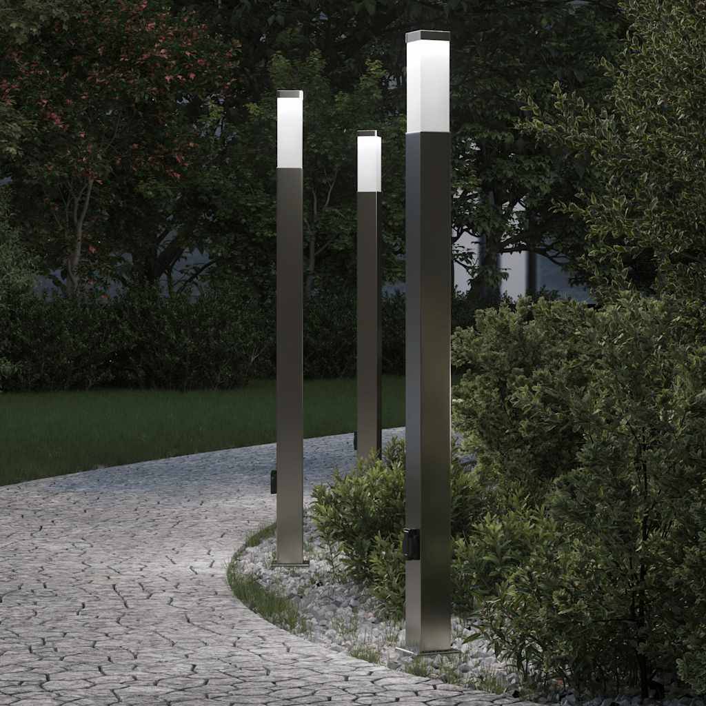 vidaXL Pollerleuchten mit Auslass 3 Stk. 110 cm Edelstahl IP44