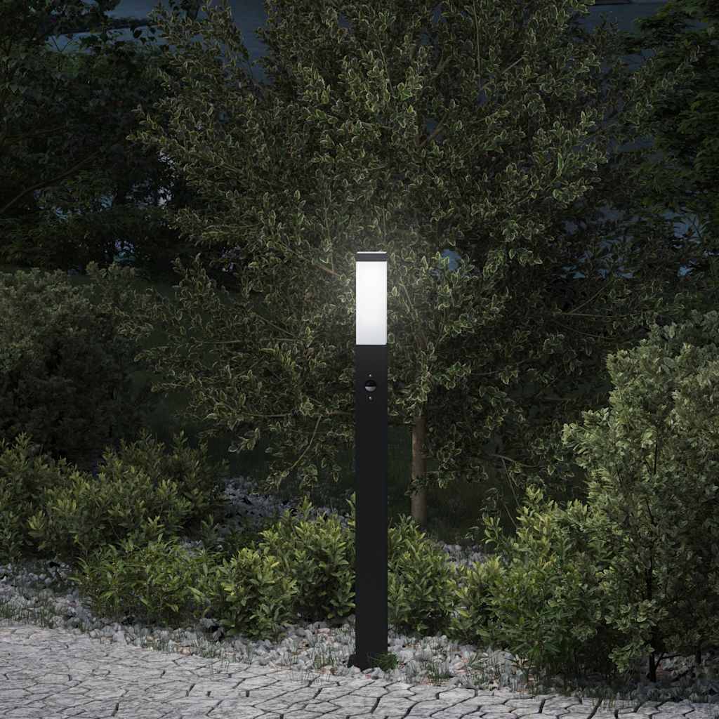 vidaXL Pollerleuchte mit Sensor 80 cm Schwarz IP44