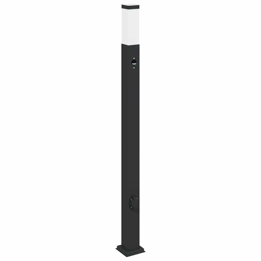 vidaXL Pollerleuchte mit Sensor und Steckdose 110 cm Schwarz IP44