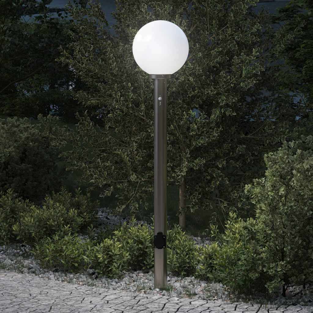 vidaXL Pollerleuchte mit Sensor und Steckdose 120 cm Edelstahl IP44