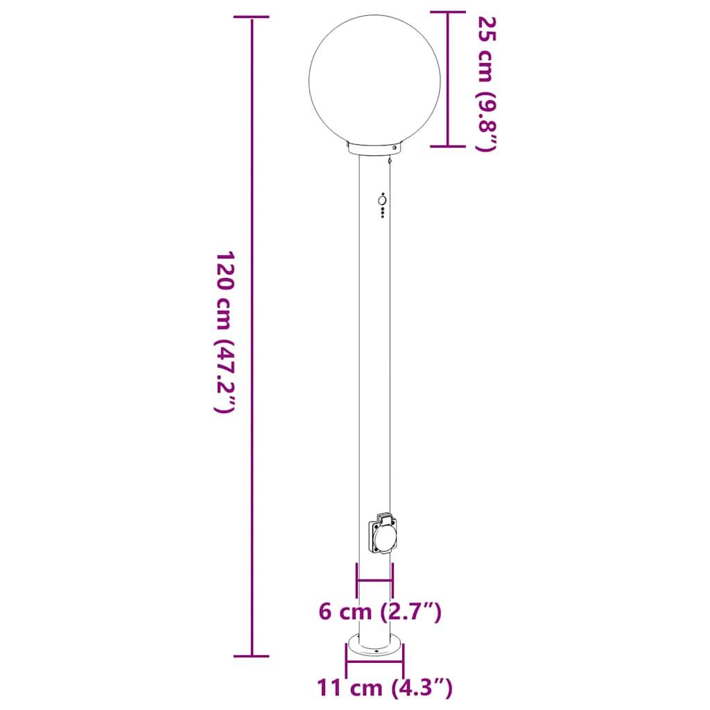 vidaXL Pollerleuchte mit Sensor und Steckdose 120 cm Edelstahl IP44