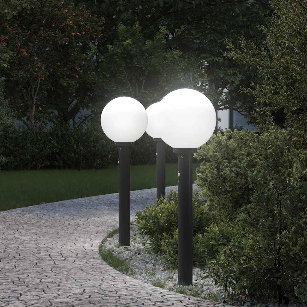 vidaXL Pollerleuchten mit Sensor 3 Stk. 80 cm Schwarz IP44
