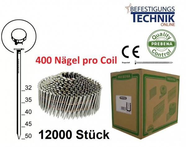 2,2x50mm Ring blank 16° Coilnägel konisch für Coilnagler Prebena 3GP-CNW50 TJEP MX-50 12,0M P