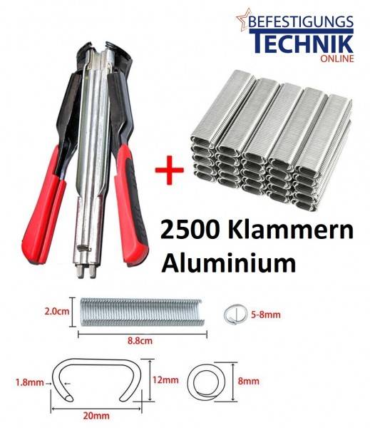 Hog Ring Zange SR8 +2500 Zaun Klammern Aluminium Bostitch P7, HR18, Regur DOZ20, OK20 Kl-95