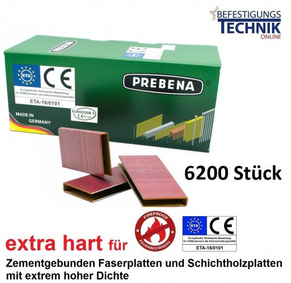 Prebena QL44CSVHA-ETA 44mm Klammern verzinkt für Zementgebunden Faser Platten Schichtholz KL-39 6,2M