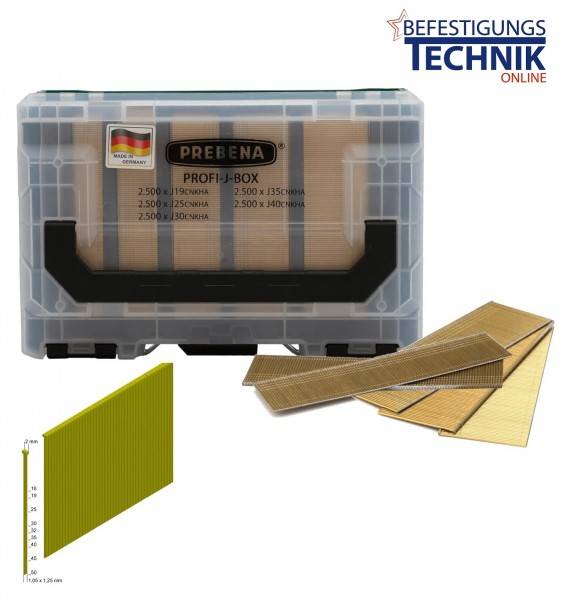 Prebena Stauchkopfnägel Typ J Profi-J-Box 12500 Brads für Stauchkopfnagler BR-03