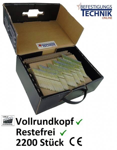 34° Streifennägel 3,1x75mm ring blank für Akku Nagler DeWalt DCN692 695 930 950 D 2,2M