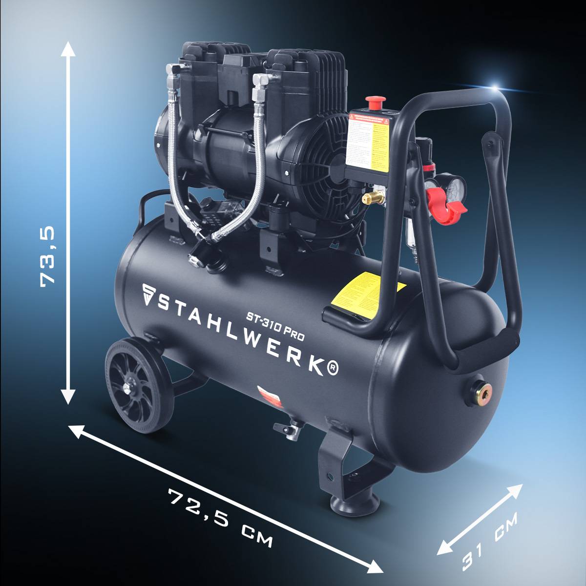 STAHLWERK Kompressor ST-310 Pro Vollausstattung – ölfreier Flüster-Kompressor