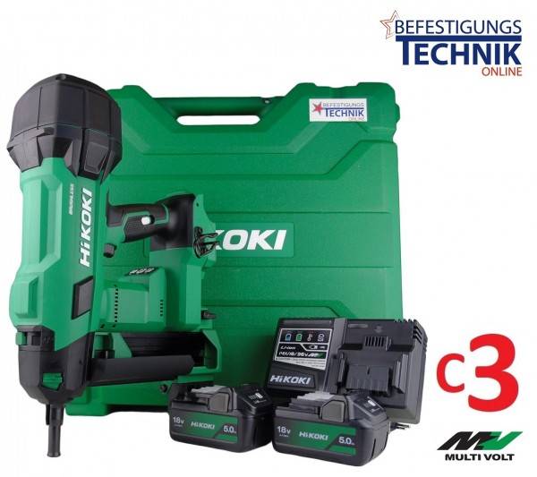 Hikoki Akku Betonnagler NC1840DA WQZ 15-40mm 2x5,0Ah für Betonnägel C3 Spit Pulsa Tjep Makita Fische