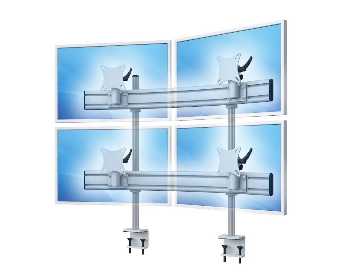 Para-System Monitorhalterung für 4 Monitore mit Tisch-Klemme 2+2 - 20''-24''
