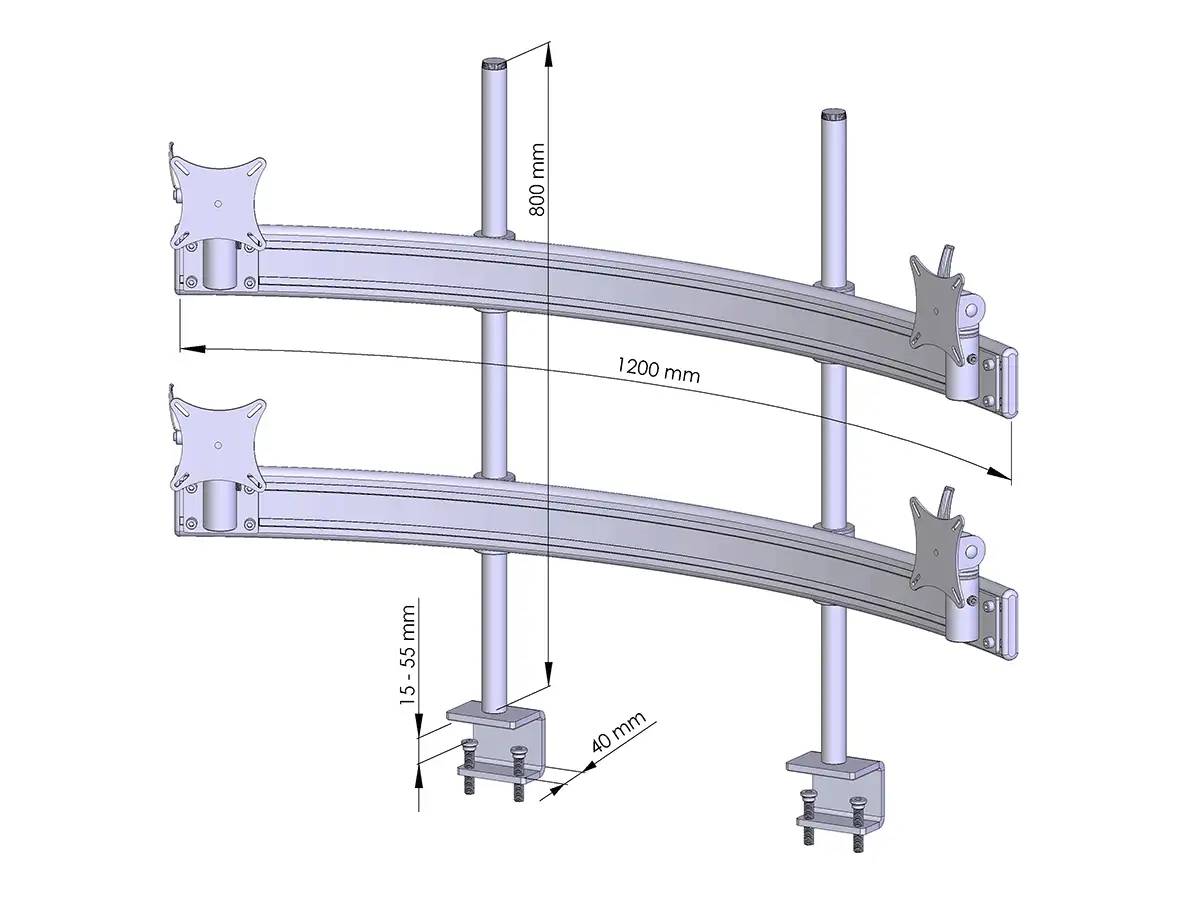 Para System Monitorhalterung für 4 Monitore mit Tisch-Klemme 2+2 - 25''-32''
