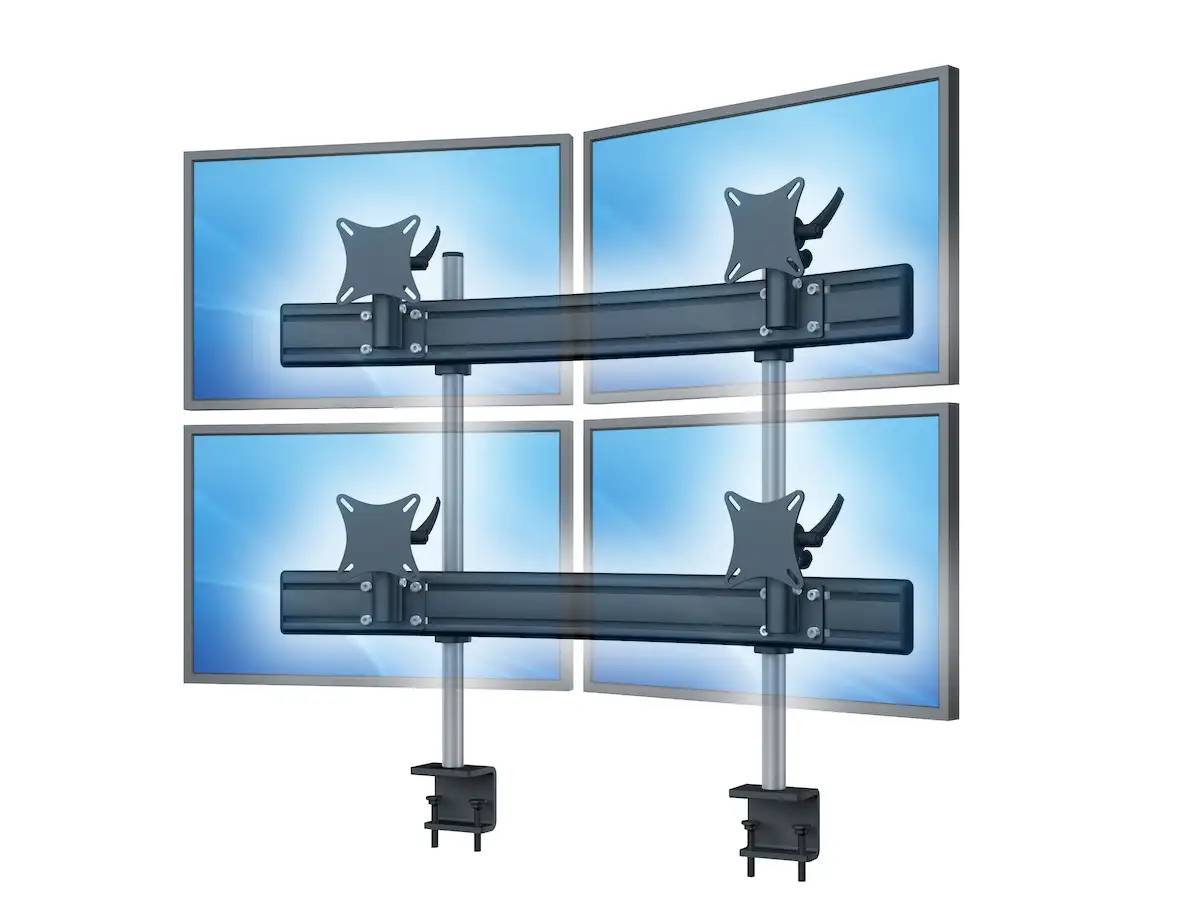 Para System Monitorhalterung für 4 Monitore mit Tisch-Klemme 2+2 - 25''-32''